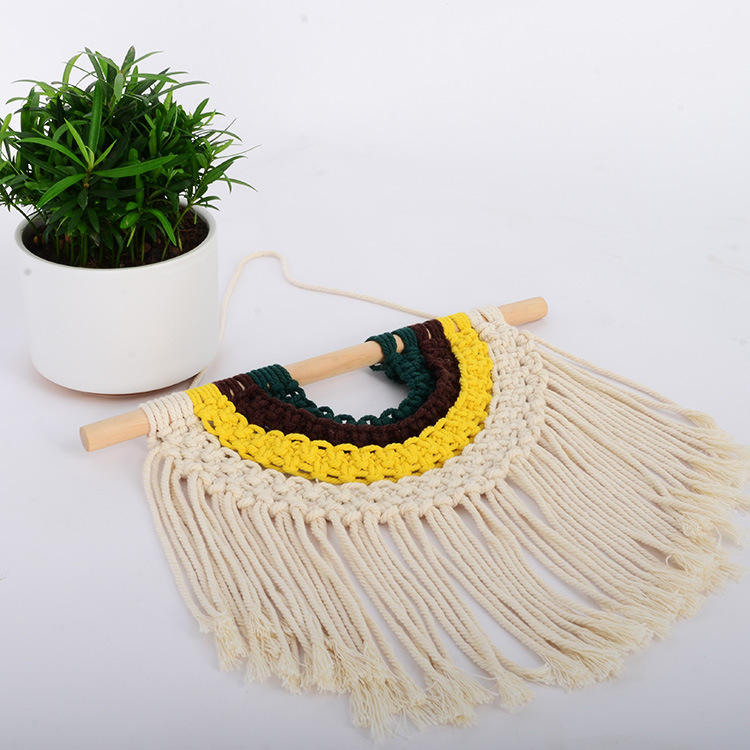 北欧房间装饰挂毯壁挂 棉质手工编织挂毯挂件 家居装饰背景墙