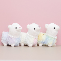 Popular online plush toy alpaca doll, cute plushie for girls, bag charm, doll keychain, small pendant—wholesale