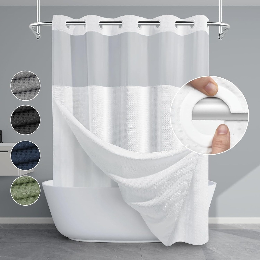 Cross-border Waterproof Shower Curtain Mildew-proof Punch-free Toilet Shower Partition Curtain peva