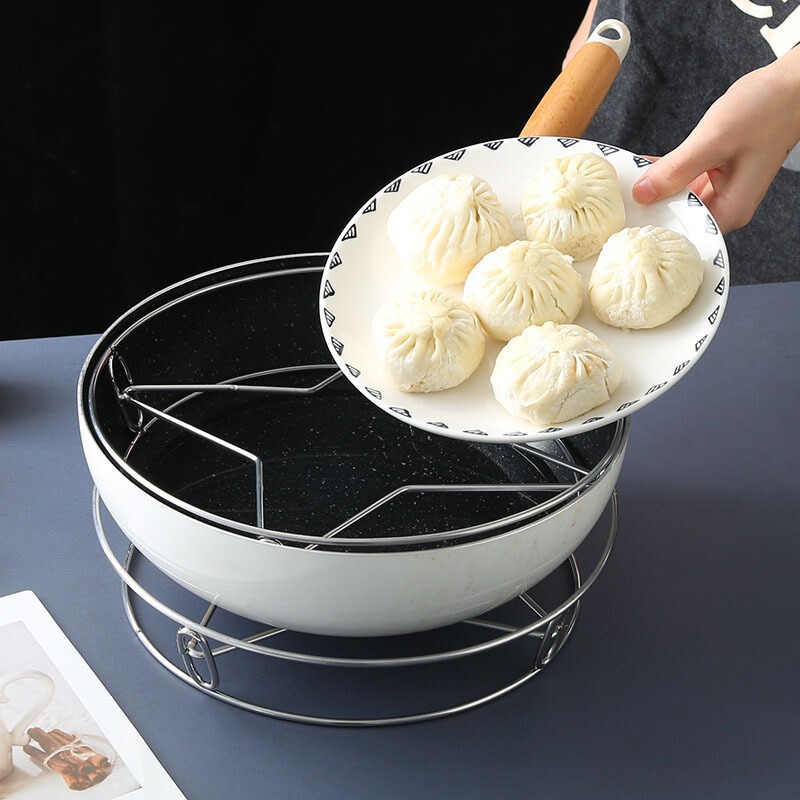 不锈钢厨房锅架厨房蒸锅架加粗双层炒锅架隔热垫防烫蒸架现货批发|undefined