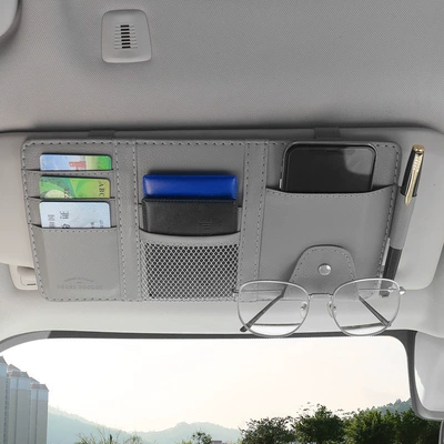 Sun Visor Storage Holder Multi-function: Multimediya və saxlama aksesuarları - no-zipper-gray