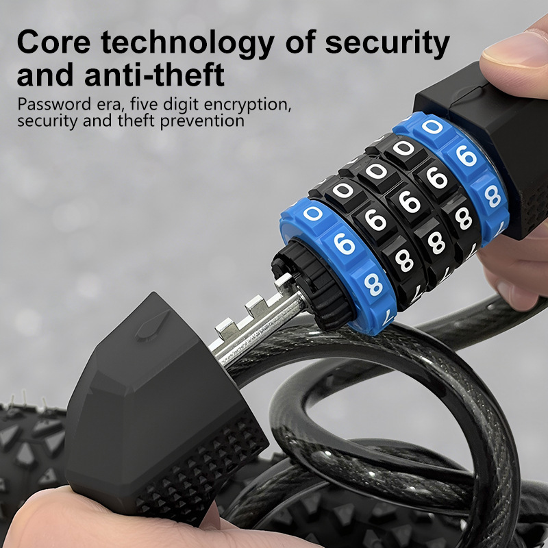 Mountain Electric Motorcycle Cable Road Bike Five-Digit Combination Cycling Anti-Theft Lock Thickened_voghion.com