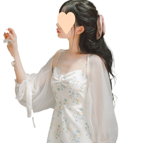 All-match, thin sun-drying cardigan for women—summer 2025 new style fairy shawl jacket to wear over slip dresses.