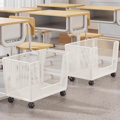 学生书本收纳箱大容量教室专用书箱高中生课桌边可移动书包置物架