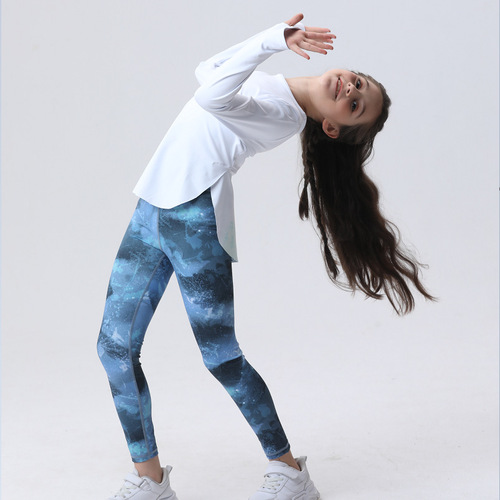 Children's Yoga Set for Cross-border Trade, Running, Sports, Printed Pants, Fitness Clothes, Dance, Quick-drying and Breathable