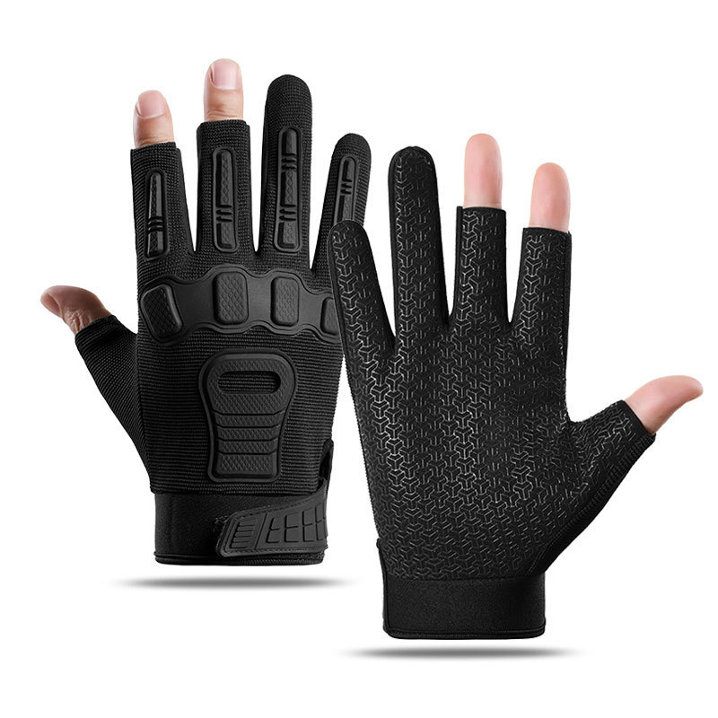 Guantes tácticos para exteriores de los hombres con fugas de goma engrosadas, pantalla táctil, deportes de montañismo, protección de dedos completos, guantes de ciclismo antideslizantes