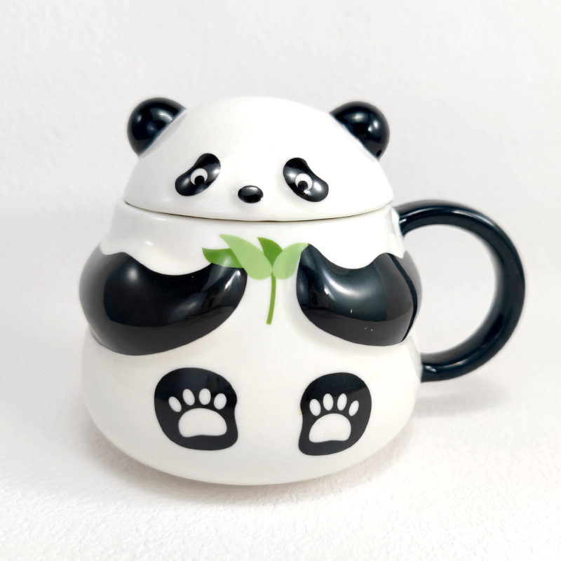 陶瓷可爱熊猫马克杯高颜值创意办公室家用喝水杯咖啡杯国宝丫丫杯