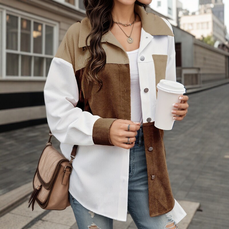 2026 New European and American Style Stand-Up Collar Shirt Loose Bomber Jacket Women's Cross-Border Fashion Shirt Top Wholesale