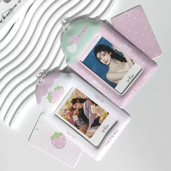 Strawberry PVC Card Case Star-chasing Cute Love Bean Protective Case Campus Card Small Card Storage Display Meal Card Pendant