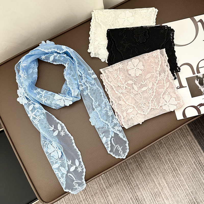 Pañuelo de seda de tira larga nueva bufanda de seda de encaje de flores de color sólido de todo fósforo bufanda decorativa pañuelo en la cabeza cinturón para el cabello atado bolsa de amarre serpentinas