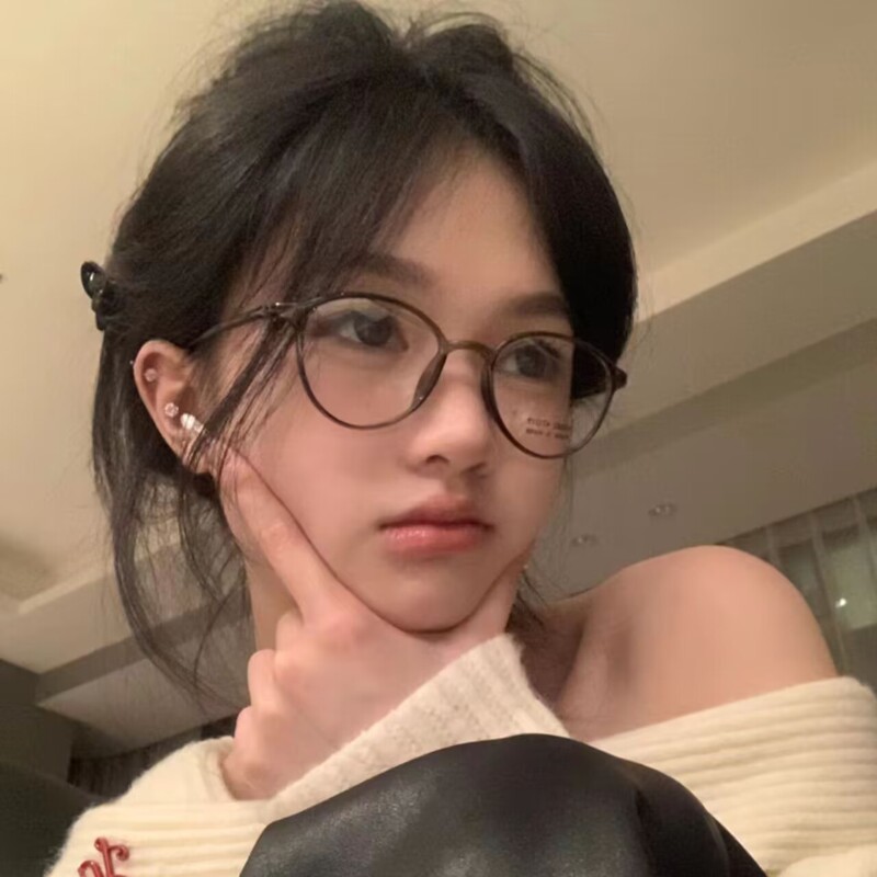 Brown Small Frame High Prescription Eyeglasses Trendy Plain Glasses for Women Wholesale 7122 Ultra-Light Frame Anti-Blue Light