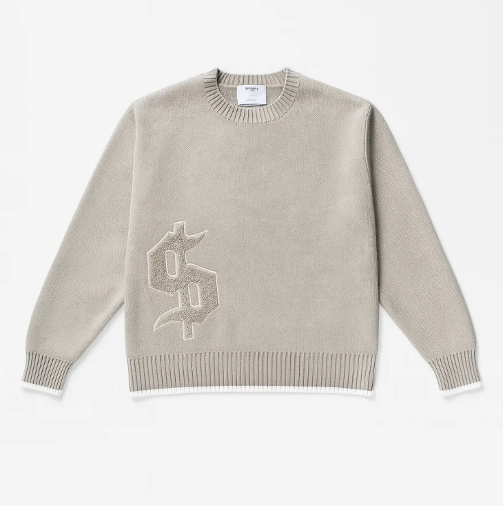 Gallery Dept. Washed Dollar Sign Crewneck Sweater Grey
