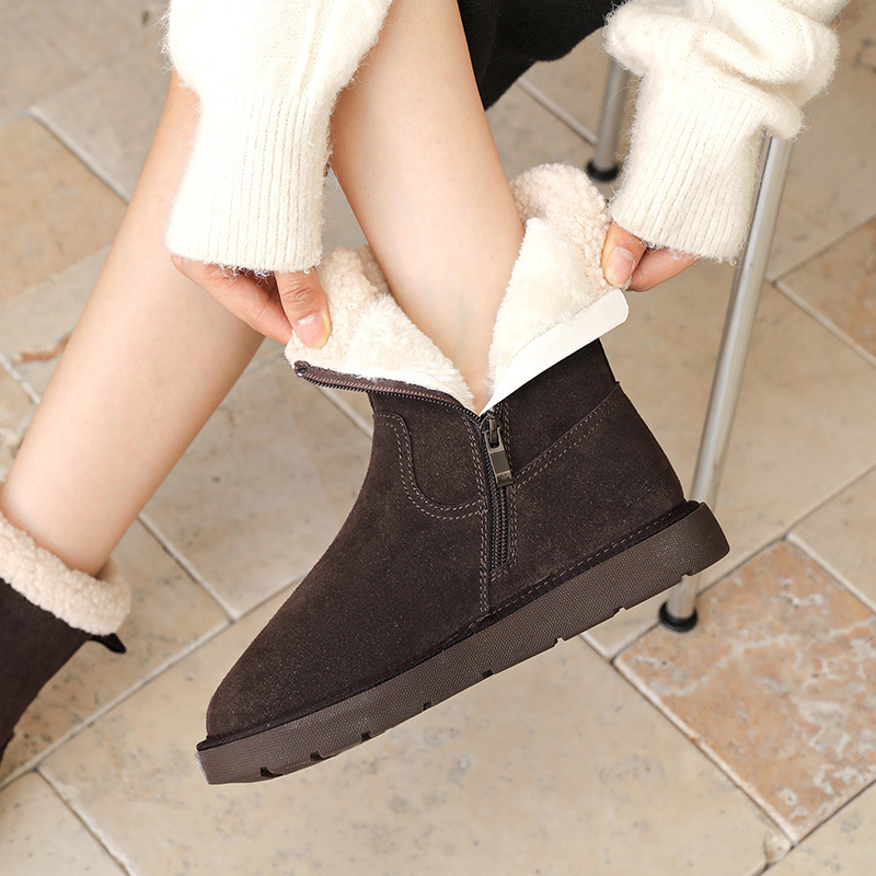 Botas de nieve Augu Shiden para mujer, con suela gruesa y forro polar, modelo 2025, botas cortas de algodón, estilo casual y moderno.