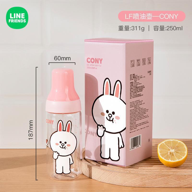LINE FRIENDSオイル缶ガラス家庭用キッチンエアフライヤー調味料瓶油酢缶霧状の小さな油缶|undefined