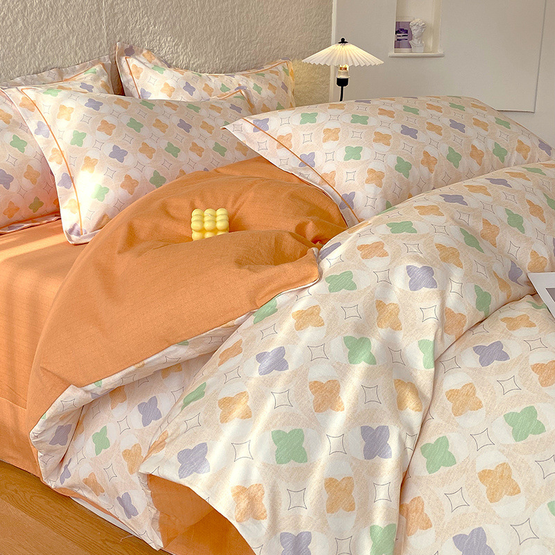 Juego de Ropa de Cama de Algodón Puro Cepillado 2024, Juego de Cuatro Piezas con Funda Nórdica, Sábana Bajera Ajustable, Juego de Tres Piezas para Dormitorio, Lujo Ligero de Invierno