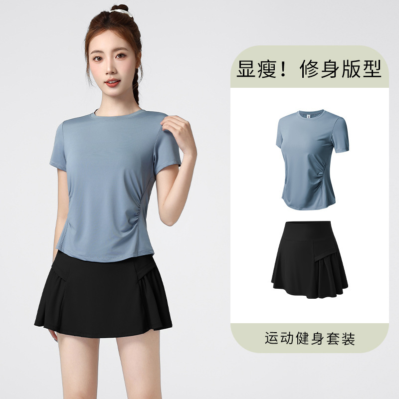 绝美网球服女2025新款夏季运动短裙气质显瘦瑜伽套装专业健身上衣|undefined