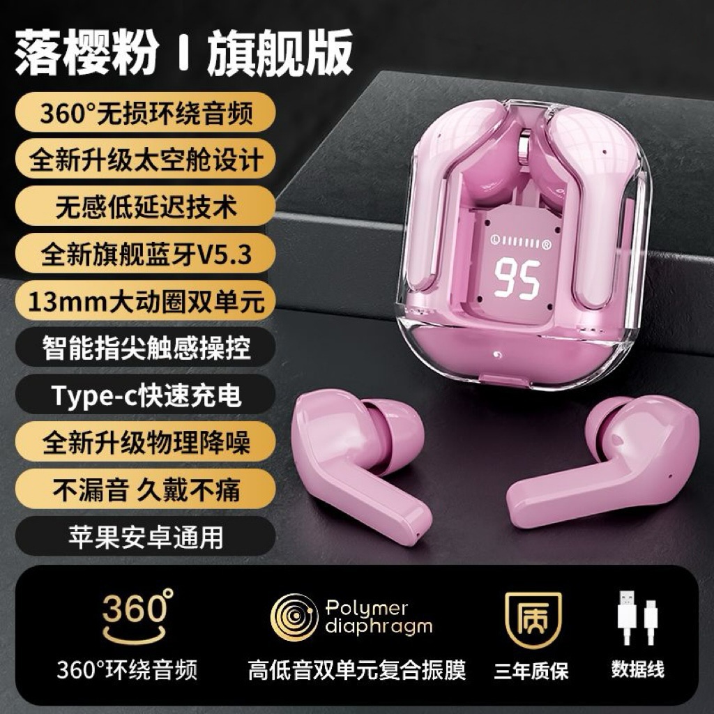 Auriculares Bluetooth inalámbricos transfronterizos AirMAX Pantalla táctil a todo color Auriculares deportivos multifuncionales de alta calidad con pantalla transparente