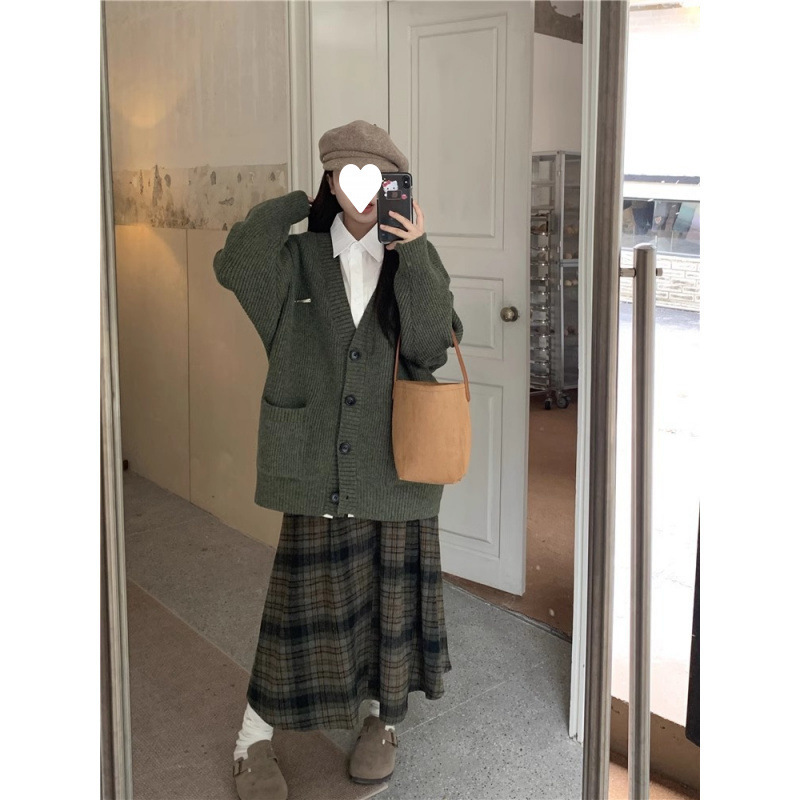 软糯慵懒秋冬2025新款宽松外套韩系穿搭上衣针织毛衣女慵懒风开衫|undefined