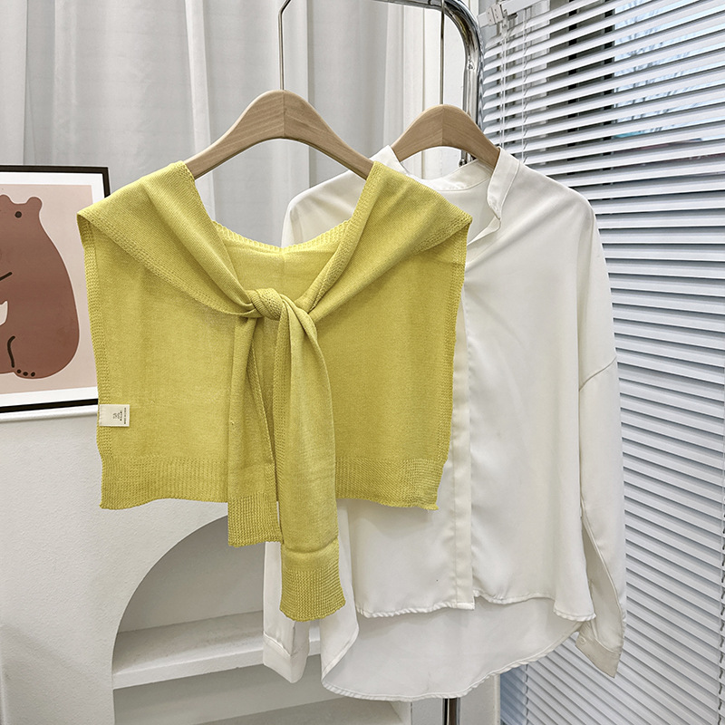 Nuevo estilo coreano Dongdamen sólido chale de punto para mujeres primavera y otoño con cardigans delgados de verano bufandas de nudos