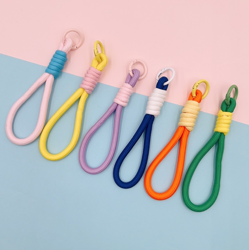New Simple Color-Blocked Phone Lanyard Pendant Doll Card Holder Boarding Pass Backpack Keychain Wrist Phone Chain