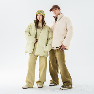 2024 winter lovers sports cotton-padded coat for men and women stand collar thickened bread coat fashion warm cotton-padded jacket wholesale
