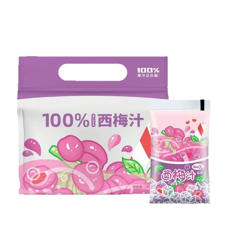Xiao Qing Ning Compound Juice Drink 180ml Pouch Apple Grape Lime Beverage 5 Pack in use