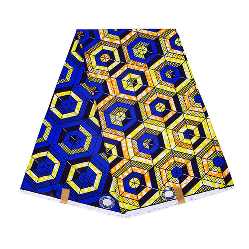 African fabric for export: double-sided polyester geometric print material with wax finish