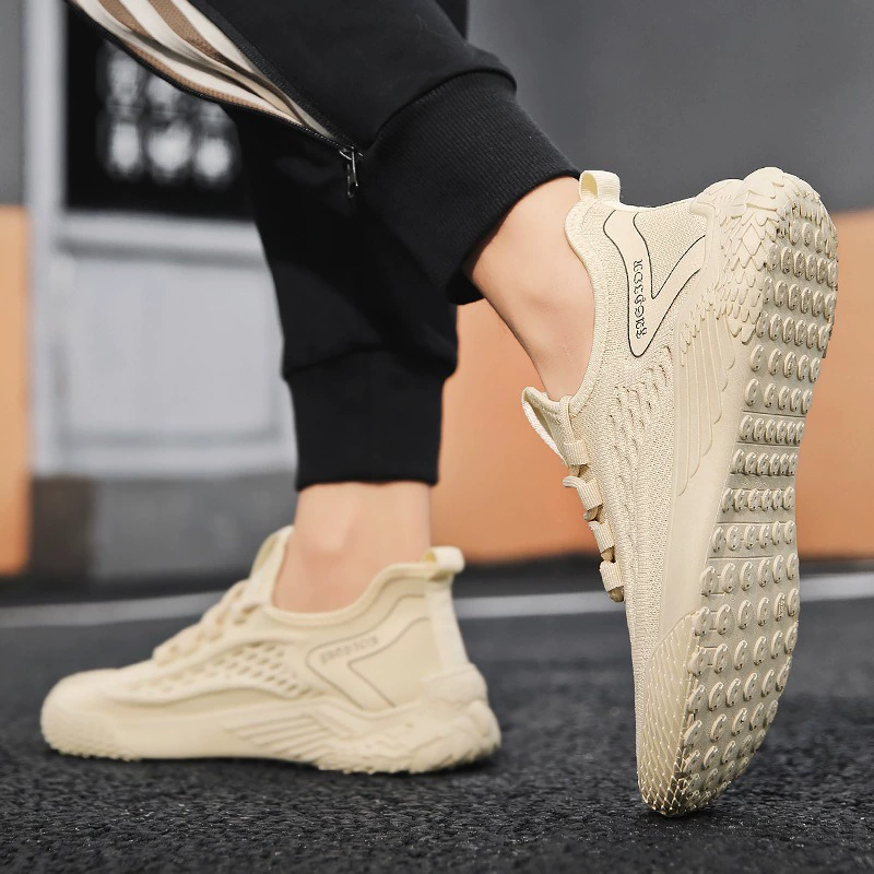 Трансграничная мужская обувь Весенняя новая сетчатая беговая обувь дышащая нескользящая тенденция повседневная обувь спортивная легкая универсальная мужская обувь