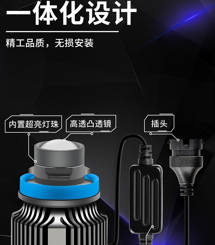 Factory Cross-Border Specializes in Automotive Led Lens Two-Color Fog Lamp H7 9005 9006 H11 Integrated Non-Destructive Installation