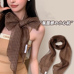 波点丝巾长条高级感春夏款百搭多用系脖领巾围巾头巾绑发发带腰带