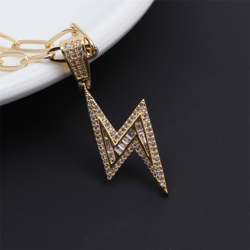 Fashion Cross Letter Square Copper Necklace Inlay Zircon Copper Necklaces