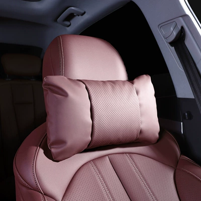 Suitable for Tesla Model Y Waist support - 1-piece-headrest-volcano-red-nappa-leather-for-comfort-and-stress-relief