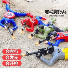 電動爬行スパイダーマンの新商品は鶏を食べます。アメリカの隊長はライトを持っています。