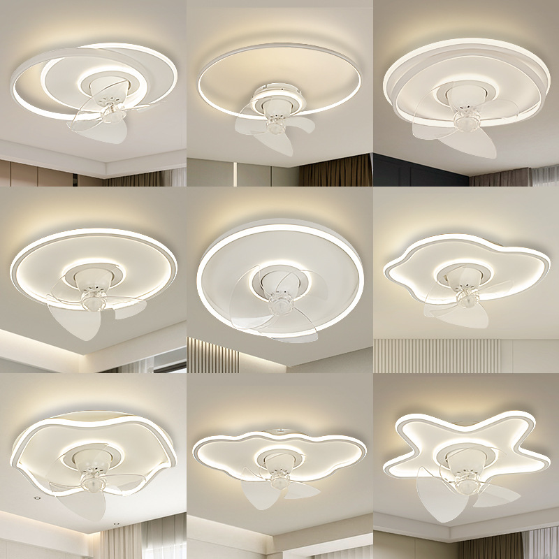 Lámpara de ventilador para dormitorio 2025, nueva lámpara de techo, comedor minimalista moderno, sala de estar, lámpara de ventilador con cabezal móvil invisible para niños