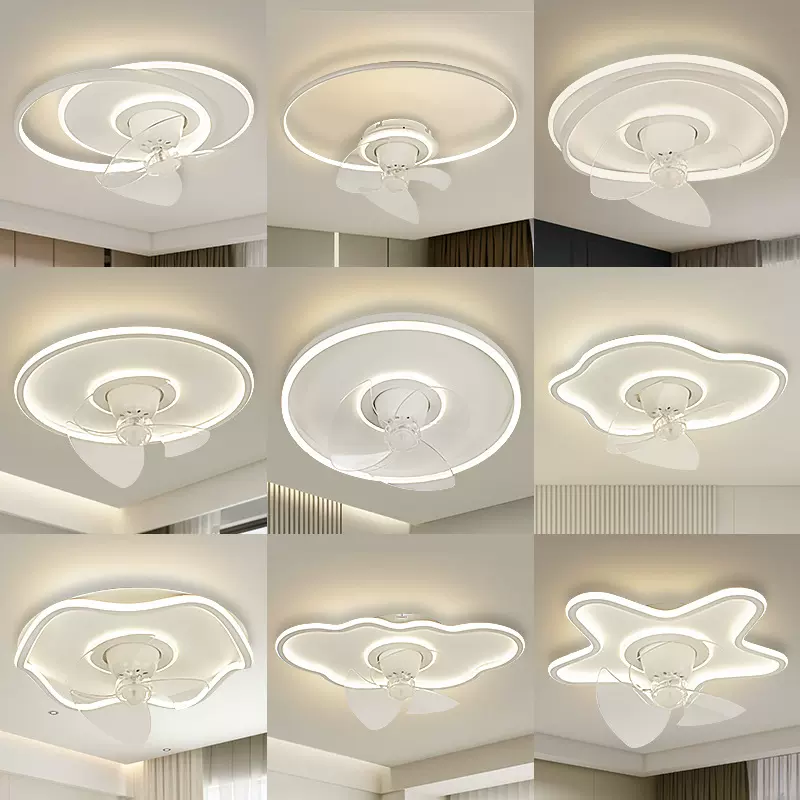 卧室风扇灯2025新款吸顶灯现代简约餐厅客厅儿童隐形摇头电扇灯具
