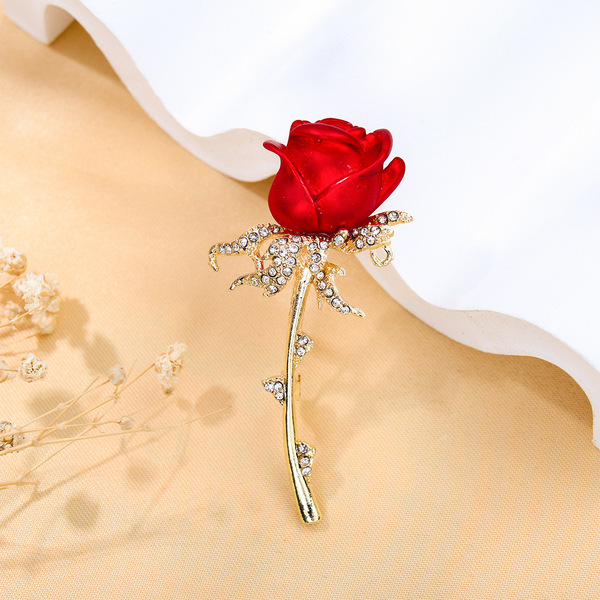 high-end red elegant brooch lapel pin