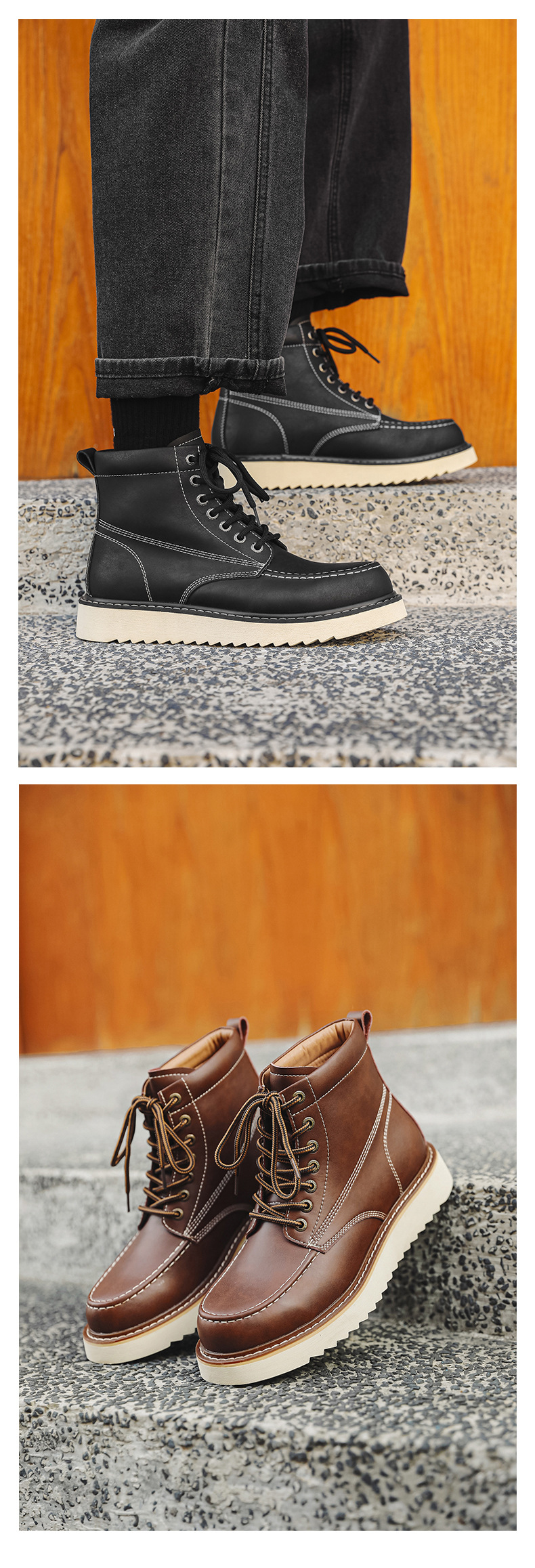 Herren Martin Boots Mit Dicker Sohle Für Outdoor Und Arbeit_voghion.com