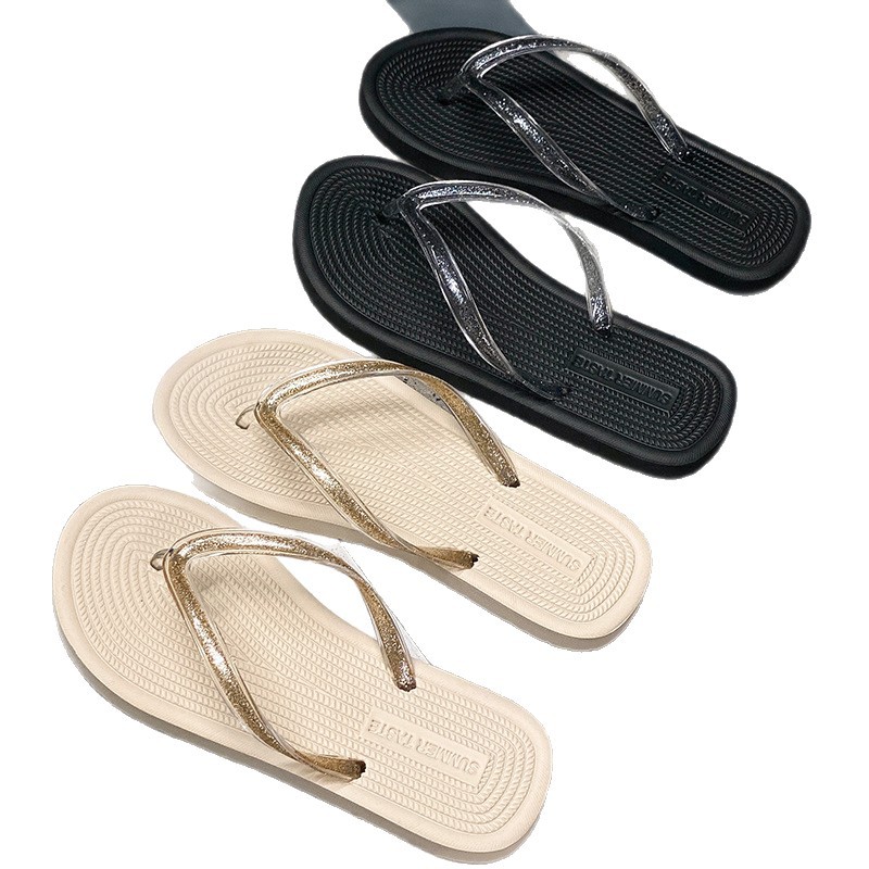 Zapatillas de flip flop para mujeres de moda brillante y fresca nueva moda para viajar en verano a la playa para usar zapatillas