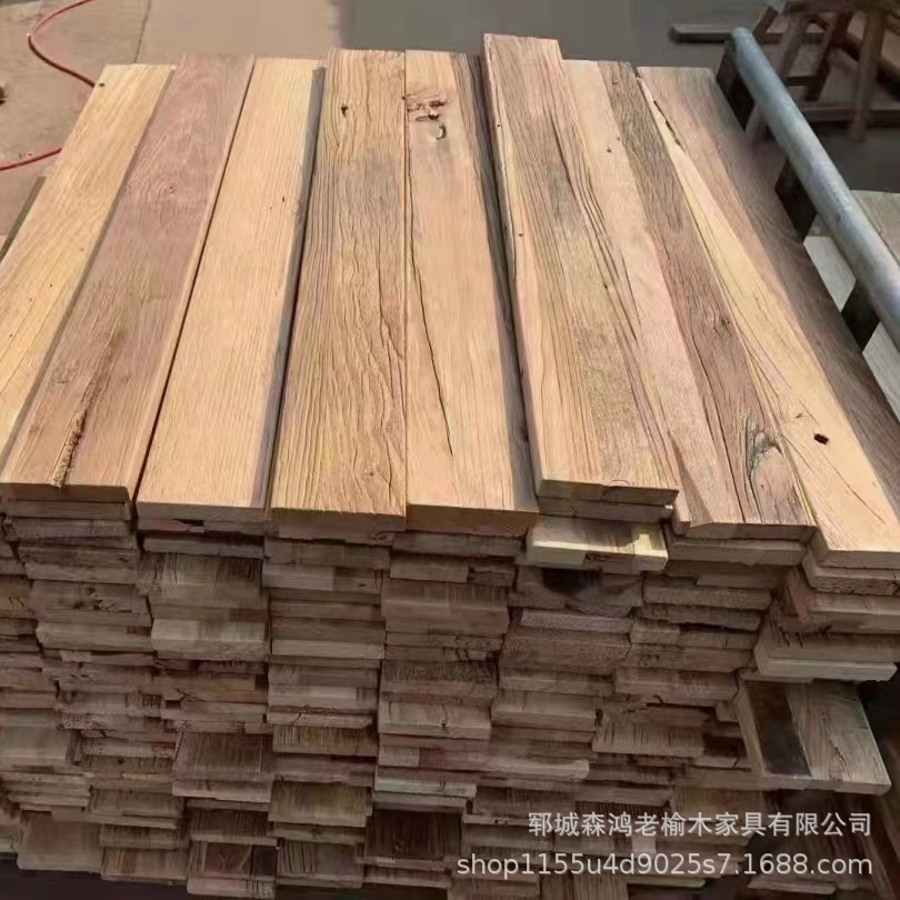 榆木木板材做旧拼接老木板榆木装饰风化门板民宿家具楼梯踏步板
