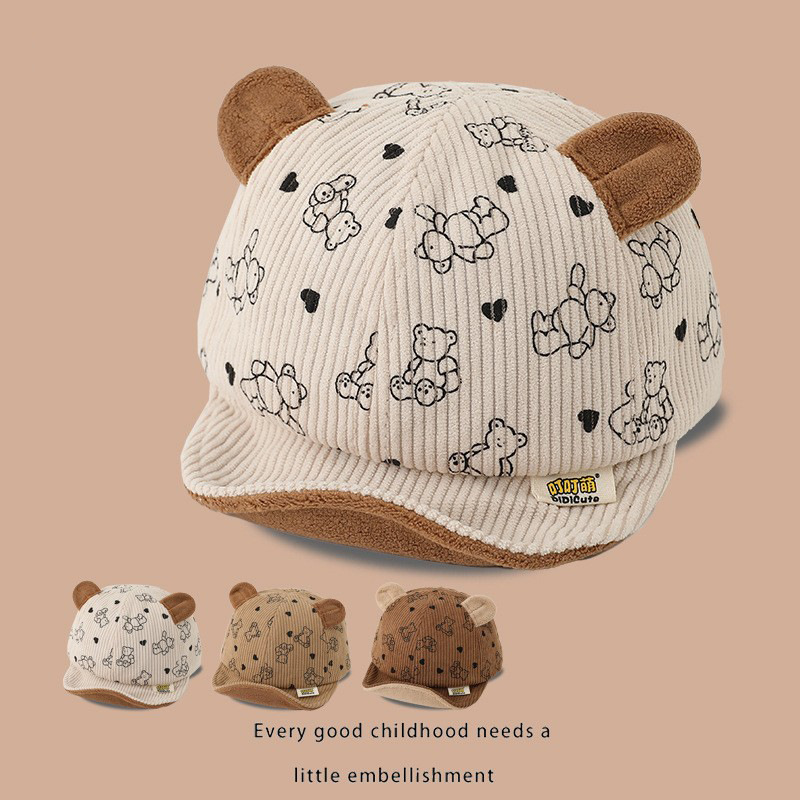Sombrero de bebé primavera y otoño para bebés con bordes suaves sombrero de invierno para niños gorra de lengua de pato espesa gorra de béisbol de mujer linda