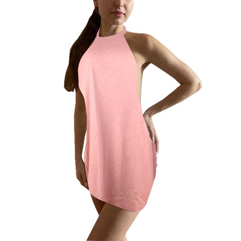 2183 목 스트랩 원피스 핑크