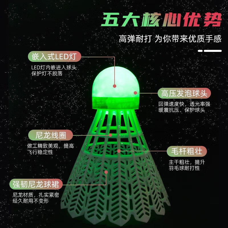 Nylon super-resistant badminton light-emitting LED luminous ball…