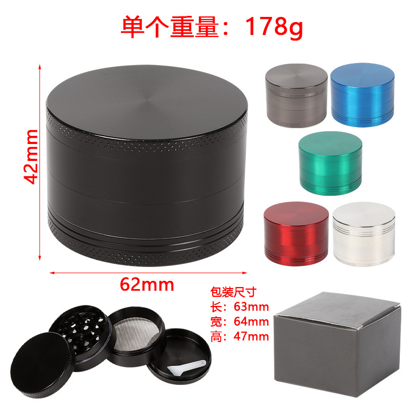 Venta directa de fábrica Molino de tabaco plano de cuatro capas de aleación de zinc transfronterizo Molino de tabaco personalizado