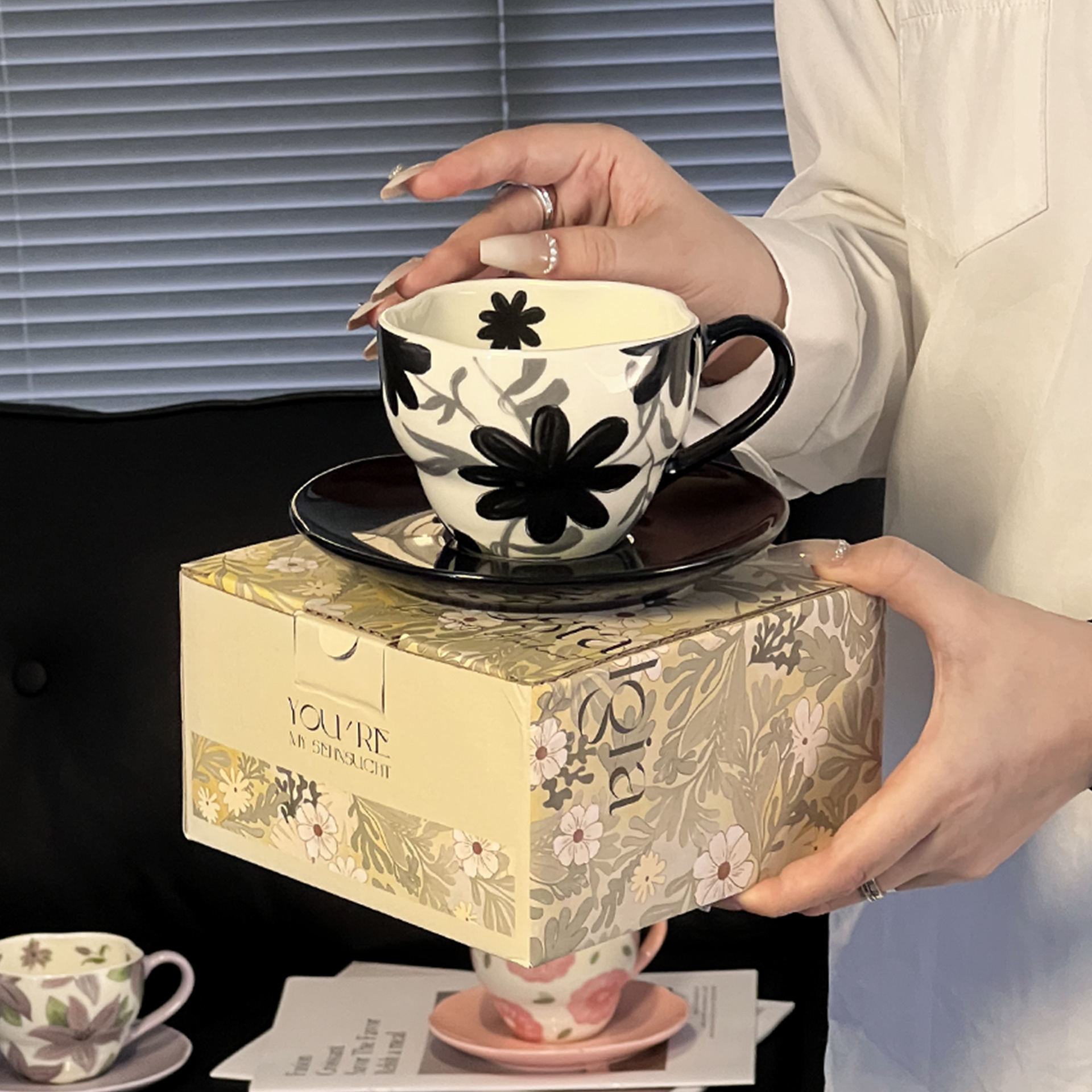 Tazas de café, platos, cajas de regalo, tazas de cerámica, tazas de té de la tarde, tazas de té