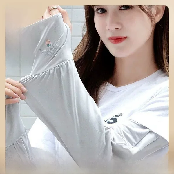Summer Thin Ice Silk Breathable Sun Protection UV Protection Sleeve Driving Armguard Extra Large Widened Sunshade Korean Style Ice Sleeve