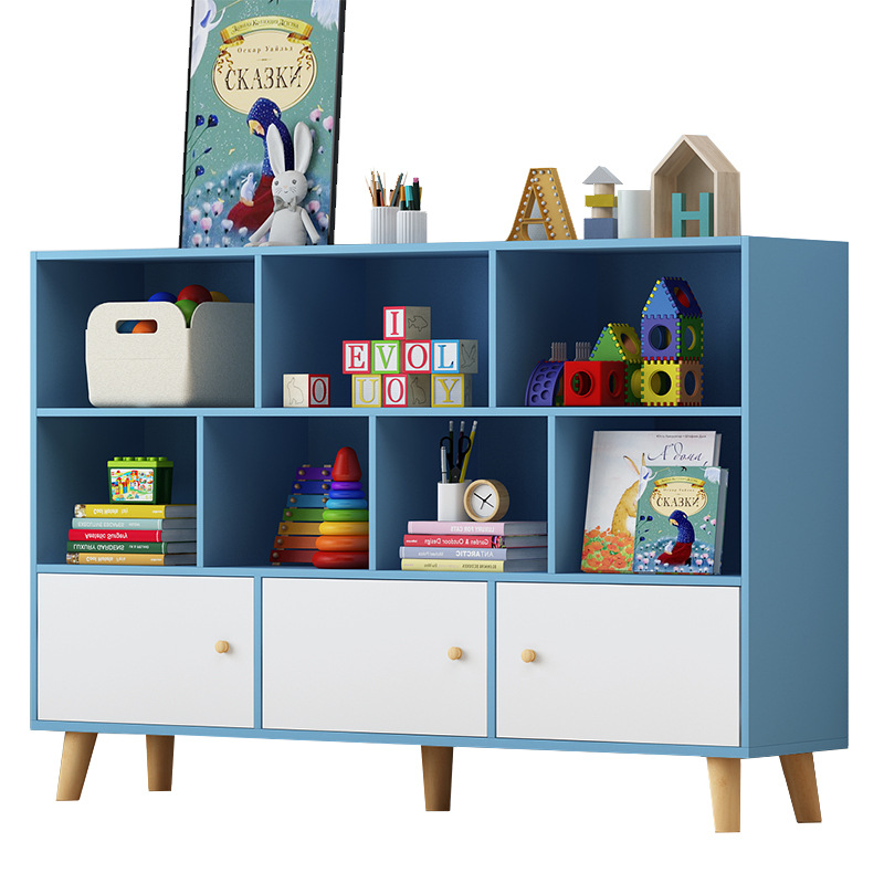 Simple estantería piso simple sala de estar rack de almacenamiento hogar estante de almacenamiento de juguete para niños estudiante a cuadros estantería corta