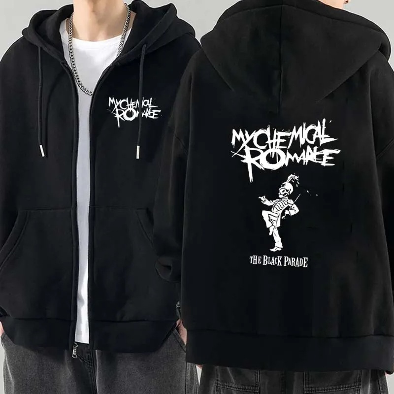 メンズファッションパーカージャケットコートマイケミカルロマンスMcrデッドジッパーパーカートップルーズブラック|undefined