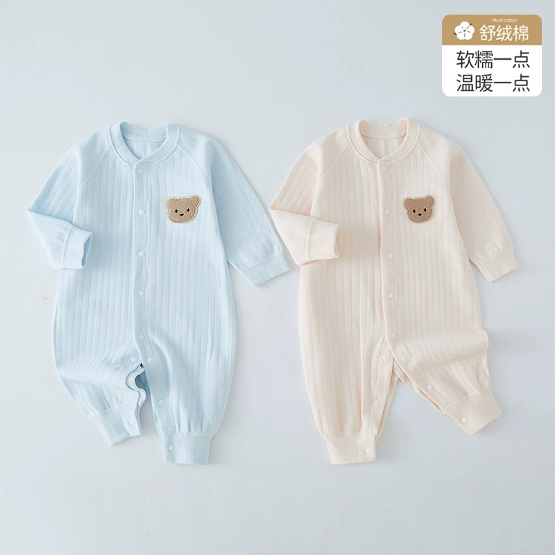 Children's autumn velvet cotton keep warm demi-season bodysuit, thermal underwear for new born, overall for early age