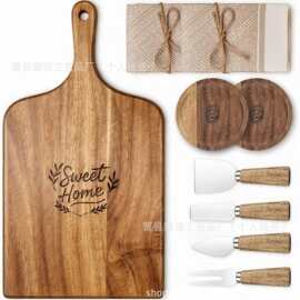 新品芝士相思木菜板木质砧板托盘套装配奶酪芝士刀餐巾礼盒包装