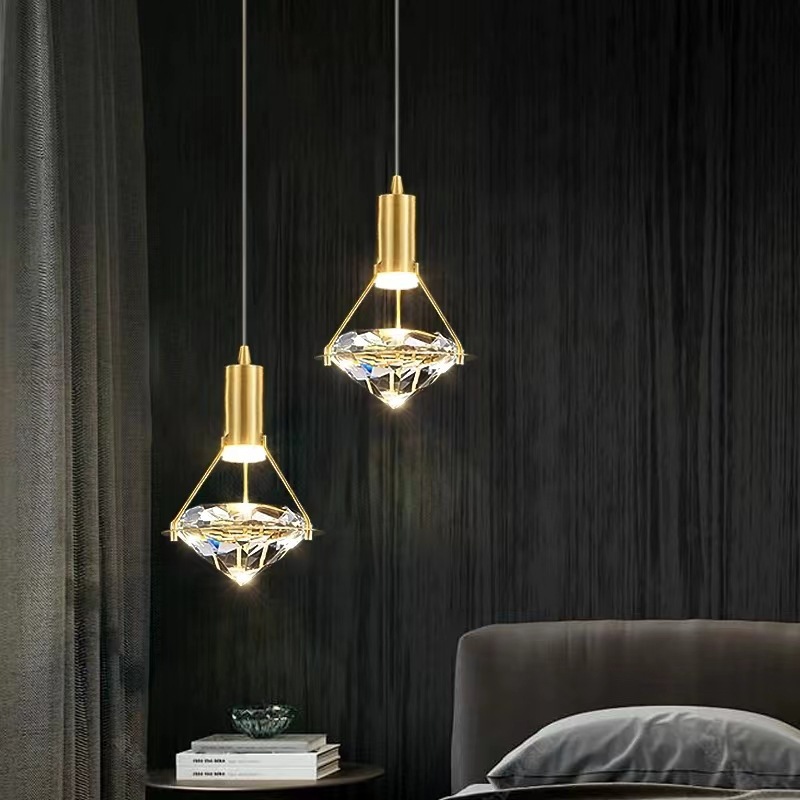Luz de lujo simple dormitorio cabecera led pequeño chandelier pared de fondo hotel un solo cabezal chandelier bar pasillo lámpara